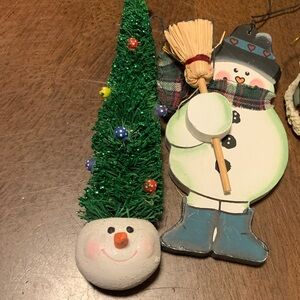 Festive Holiday Ornament Set - Snowman, Santa, and Tree